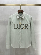 Men Premium Olive Green Striped Full Sleeve Casual Shirt with Chest Graphic Detail