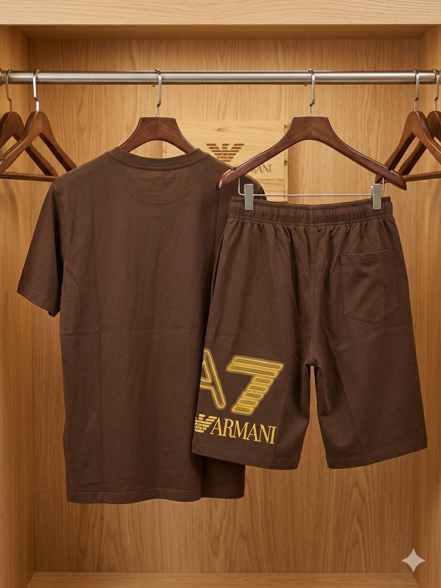 Men Premium Brown T-Shirt & Shorts Co-Ord Set