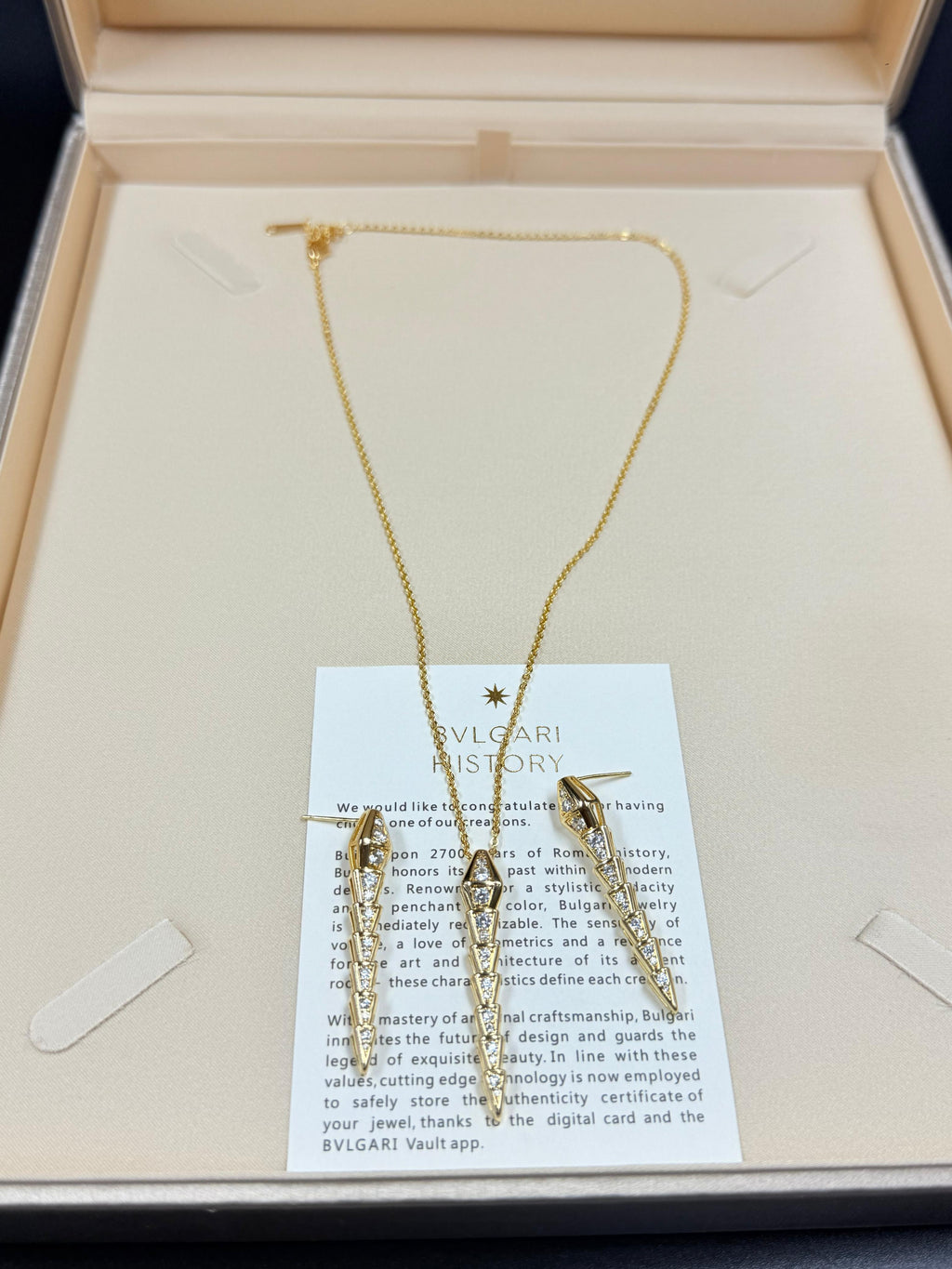 Premium Serpenti-Inspired Gold Necklace & Earrings Set