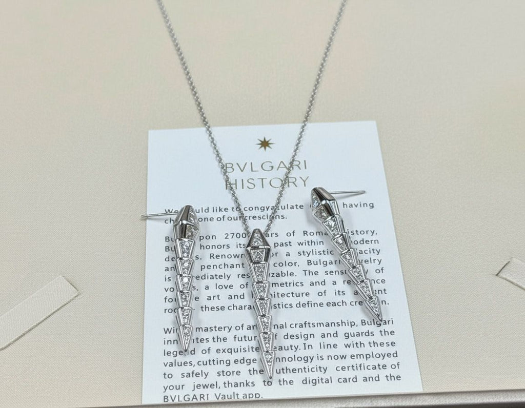 Premium Serpenti-Inspired Gold Necklace & Earrings Set
