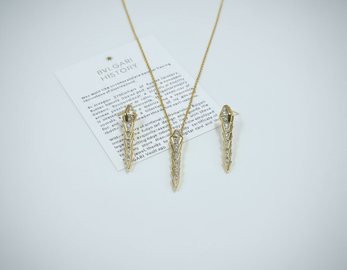 Premium Serpenti-Inspired Gold Necklace & Earrings Set