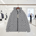 Premium Black Designer Monogram Hooded Jacket