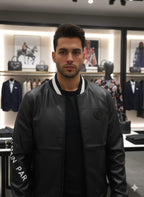 Luxurious Designer Black Varsity Bomber Jacket
