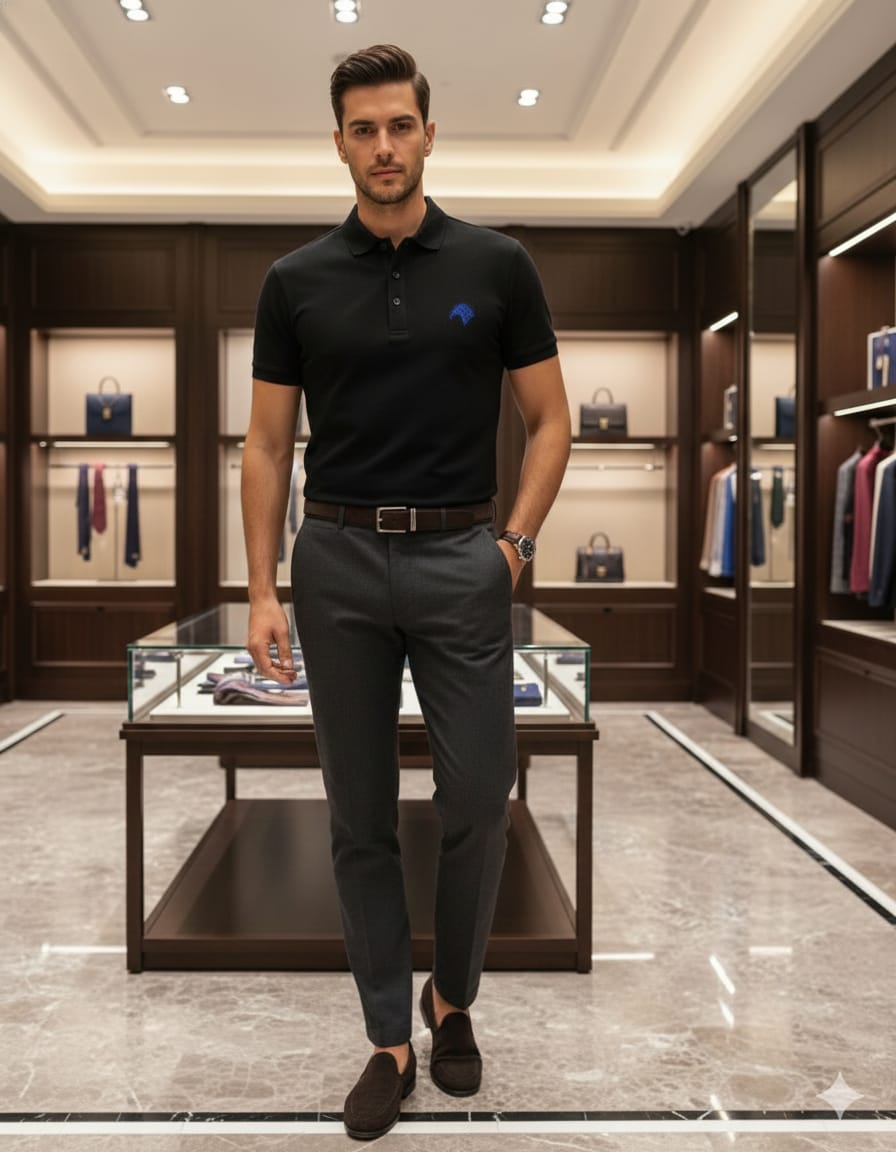 Men’s Classic Black Polo T-Shirt – Premium Fabric, Timeless Style