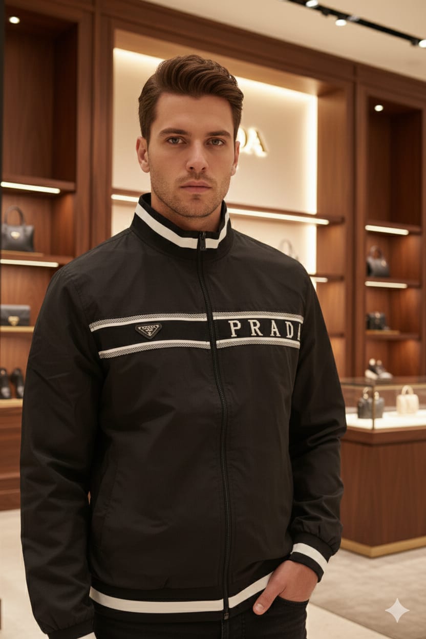 Premium Black Zip-Up Designer Jacket