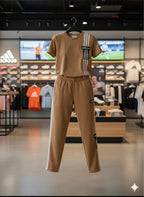 Women's Premium Brown T-Shirt & Track Pants Co-Ord Set – Casual Sportswear Outfit