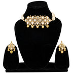 Elegant Kundan Pearl Choker Necklace Set with Matching Earrings