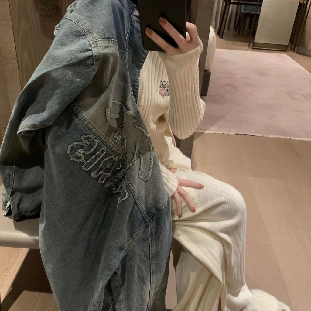 Women Premium Washed Designer Denim Jacket