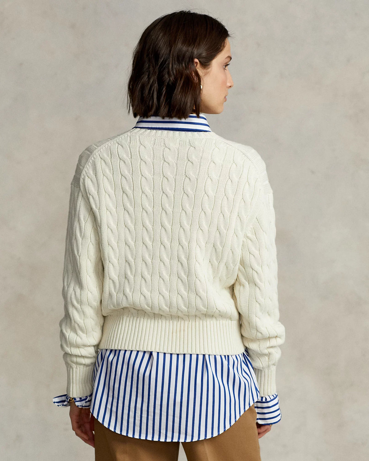 Premium Logo Cable Knit Crewneck Pullover