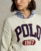 Premium Logo Cable Knit Crewneck Pullover