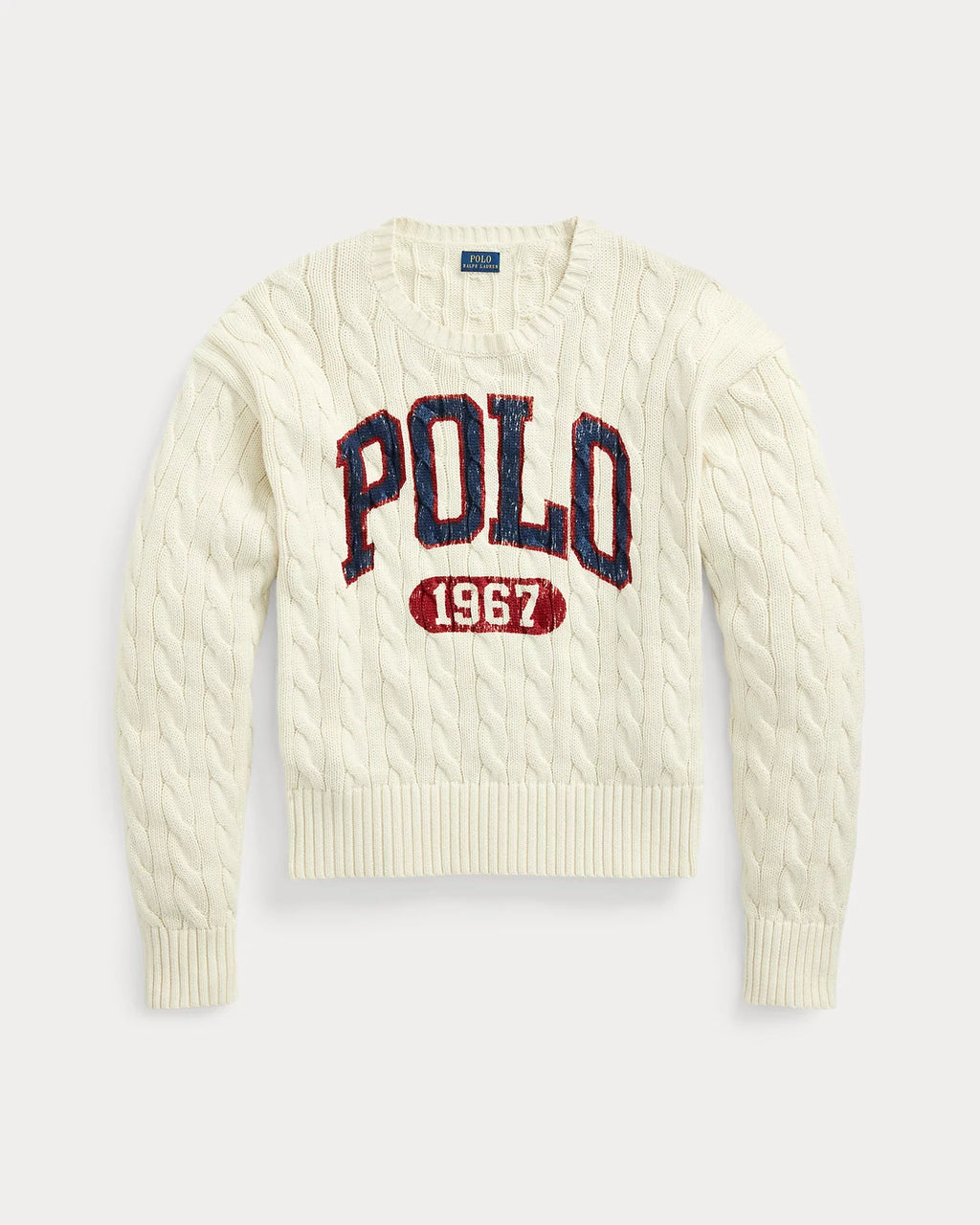 Premium Logo Cable Knit Crewneck Pullover