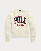 Premium Logo Cable Knit Crewneck Pullover